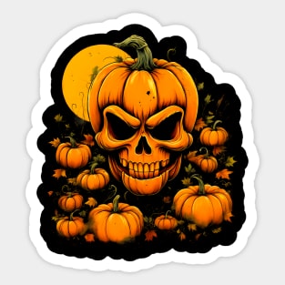 Pumpkin Skull Halloween Sticker